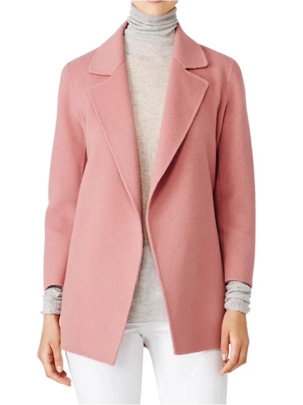 THEORY Sileena Womens M Coat Dark Rose Pink Winsome 2 Wool Cashmere